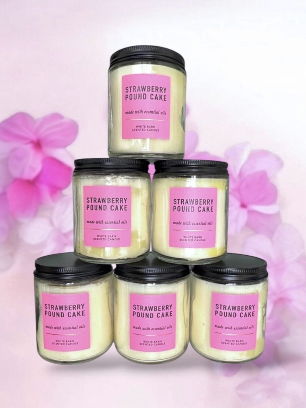 🆕💞BBW White Barn Strawberry Pound Cake Scented 1-Wick Candle + Lid • 7 oz • NWT